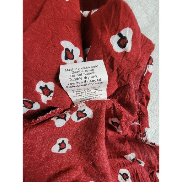 11 1 Tylho Women's Lakin Poppy Floral Button Front Peplum Tunic Top Red Medium - Picture 6 of 9